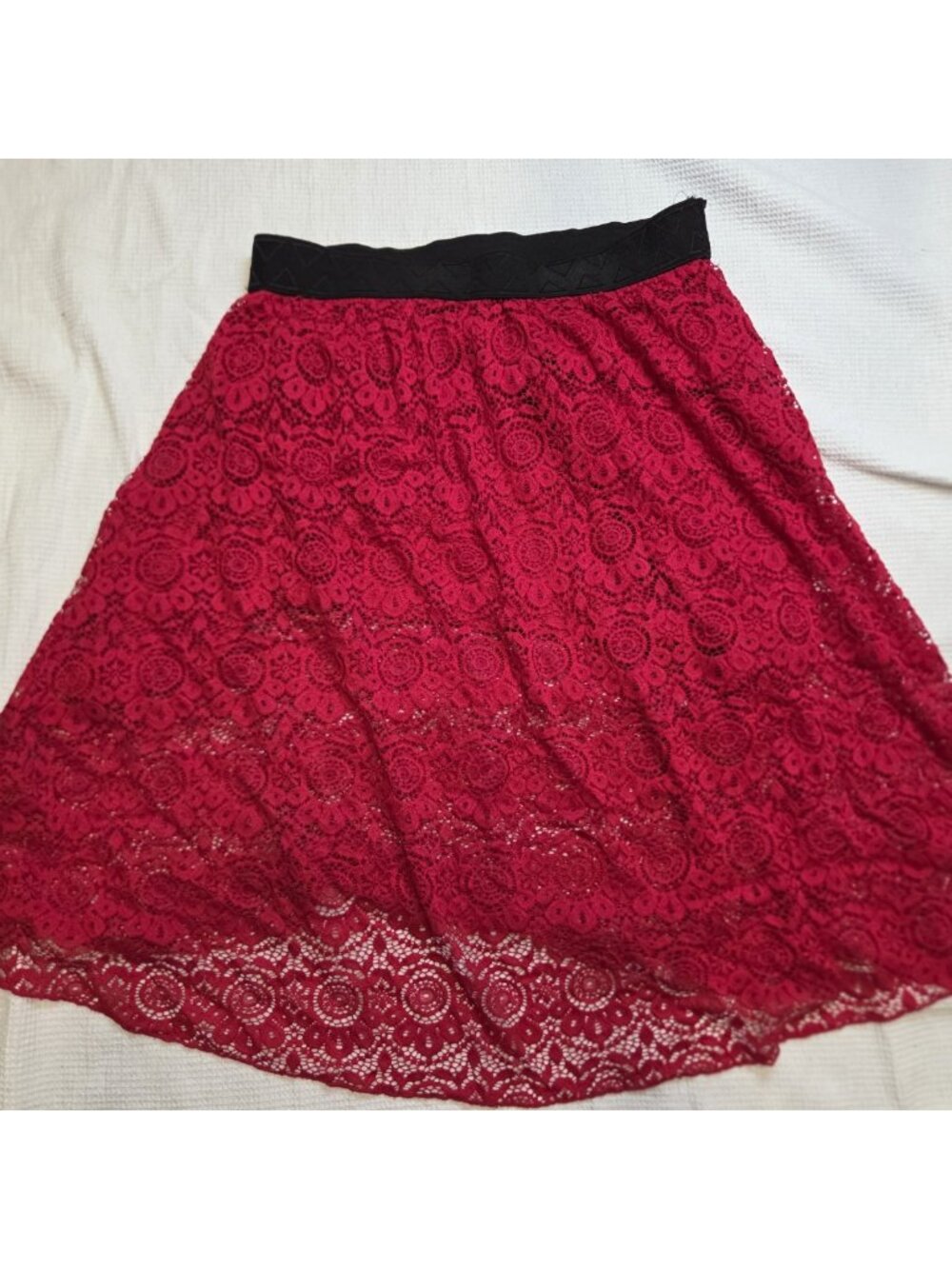 LulaRoe Red Lace Midi Skirt Size XL